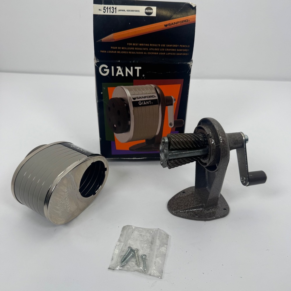 Sanford Giant Pencil Sharpener Manual Gray 51131 Heavy Duty 6-Hole Made in USA